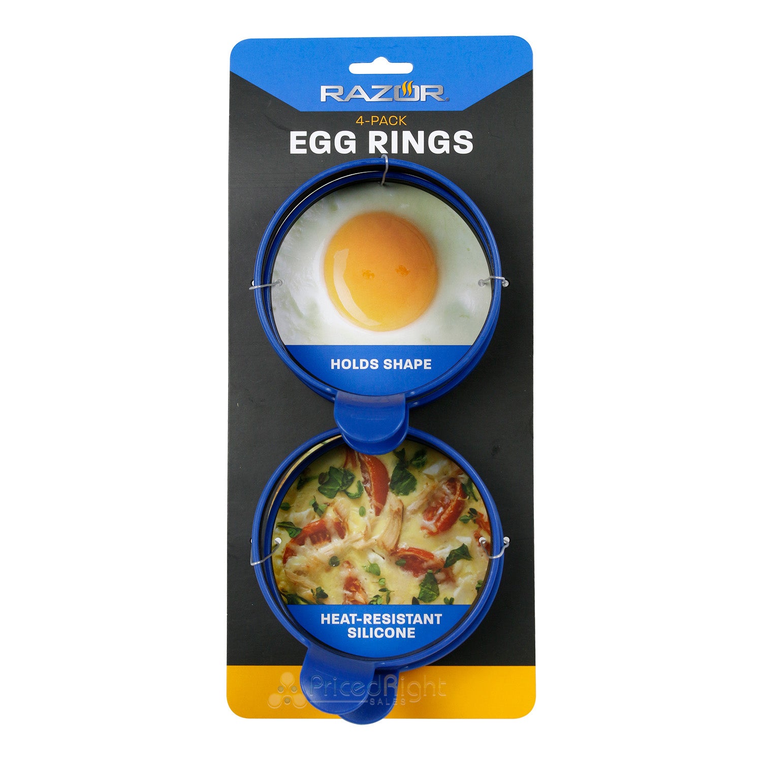 Razor Griddle Egg Rings 4 Pack Heat-Resistant Silicone With Easy-Grip Handles