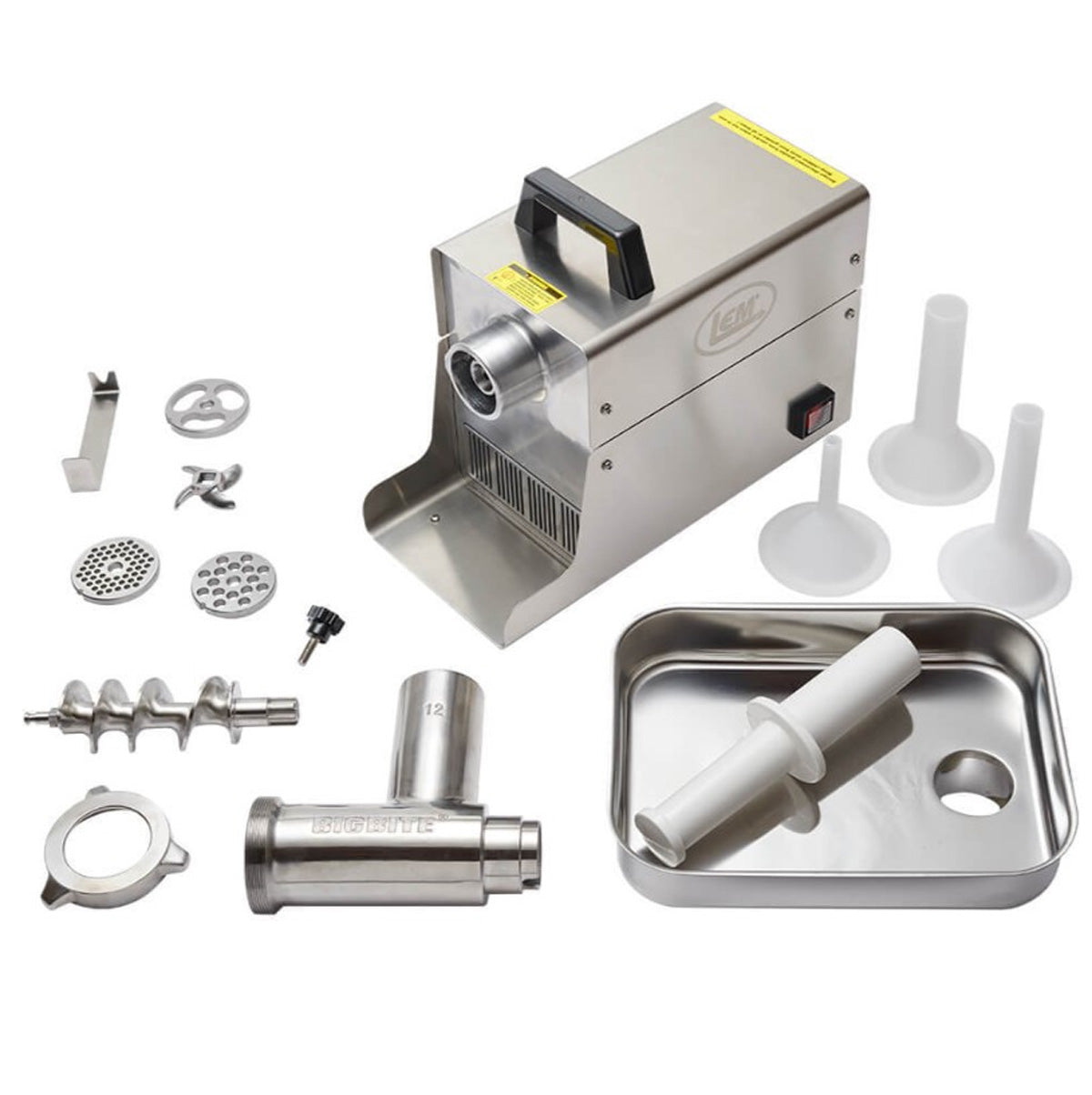 LEM Food Grinder Big Bite #12 .75 Horsepower Stainless Steel Electric Grinder