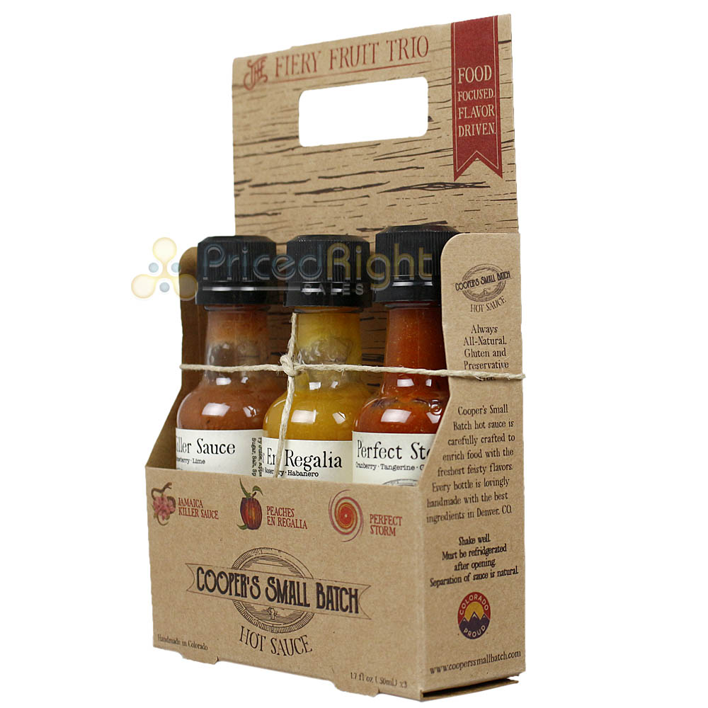 Fiery Fruit Trio Hot Sauce Variety Pack Mild Medium Hot Cooper's Small Batch