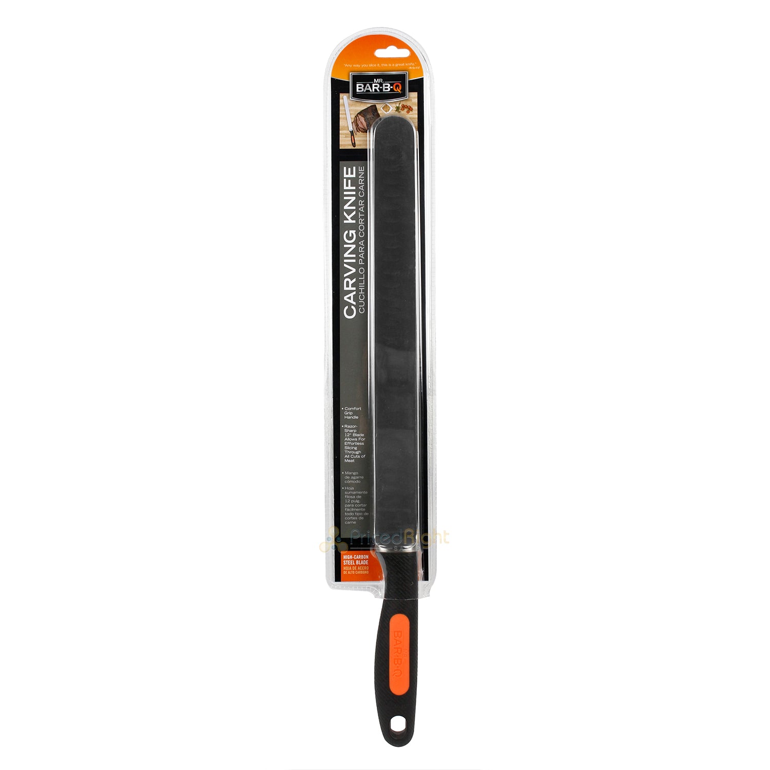 Mr Bar-B-Q Carving Knife Carbon Steel 12 Inch Blade With Comfort Grip Handle