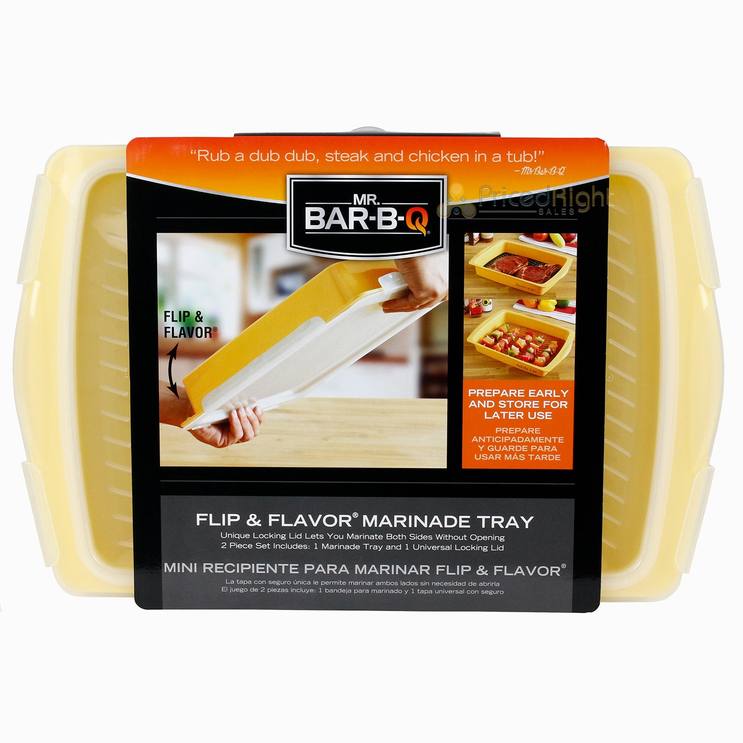 Mr Bar-B-Q Flip & Flavor Plastic Marinade Tray with Locking Lid Yellow 40252Y