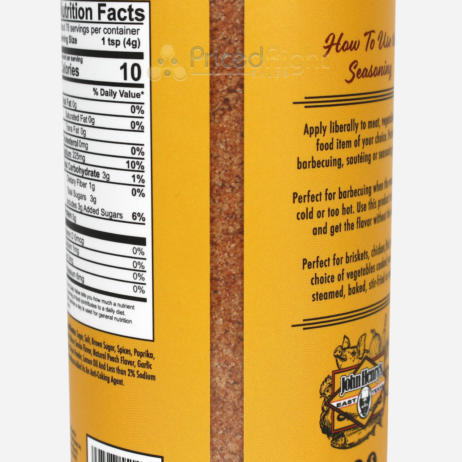 John Henry's Smokey Peach Rub Gluten Free Brisket Chicken Fish Veggies 11 oz