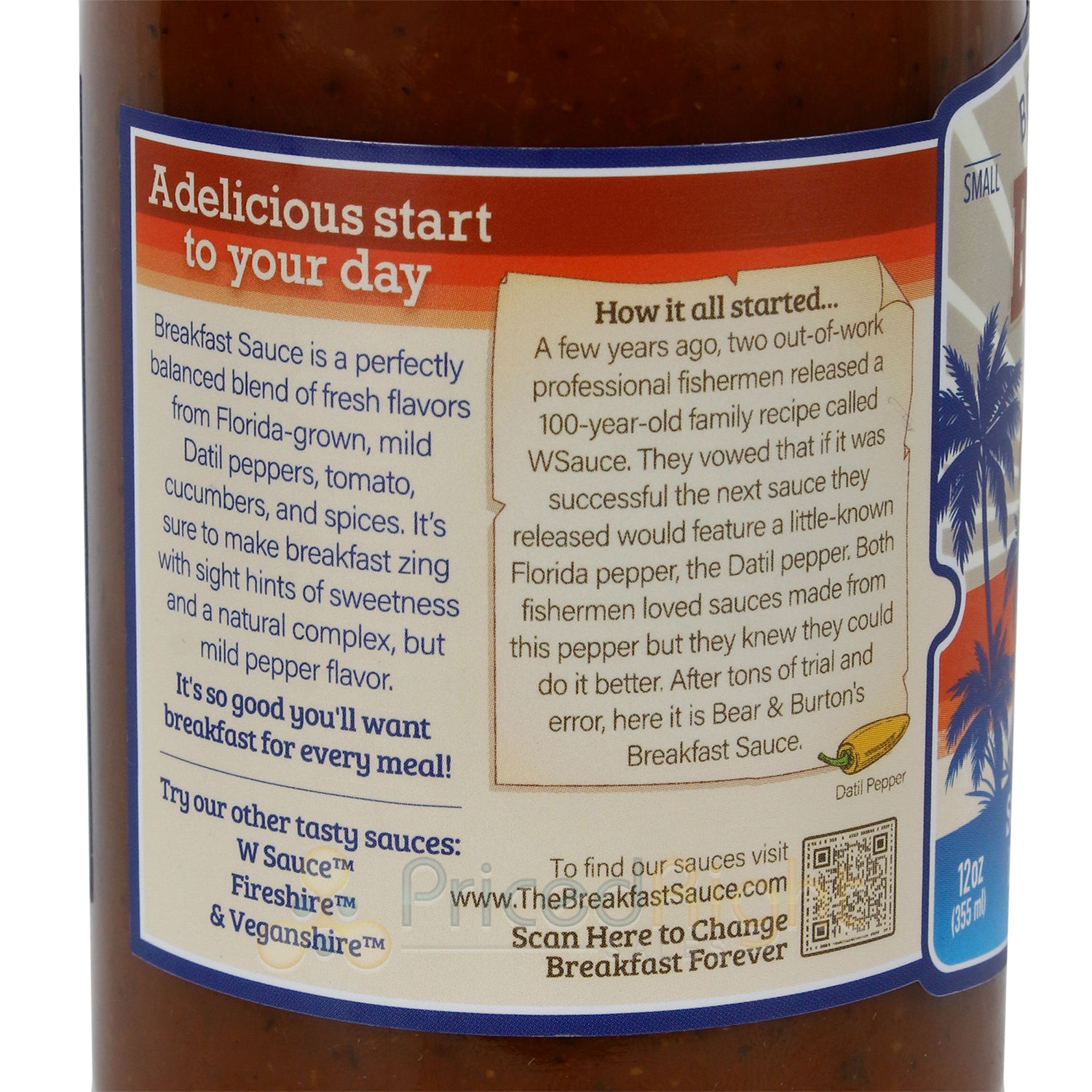 Bear & Burton's Breakfast Sauce Sweet & Spicy Datil Pepper Gluten Free 12 Ounce