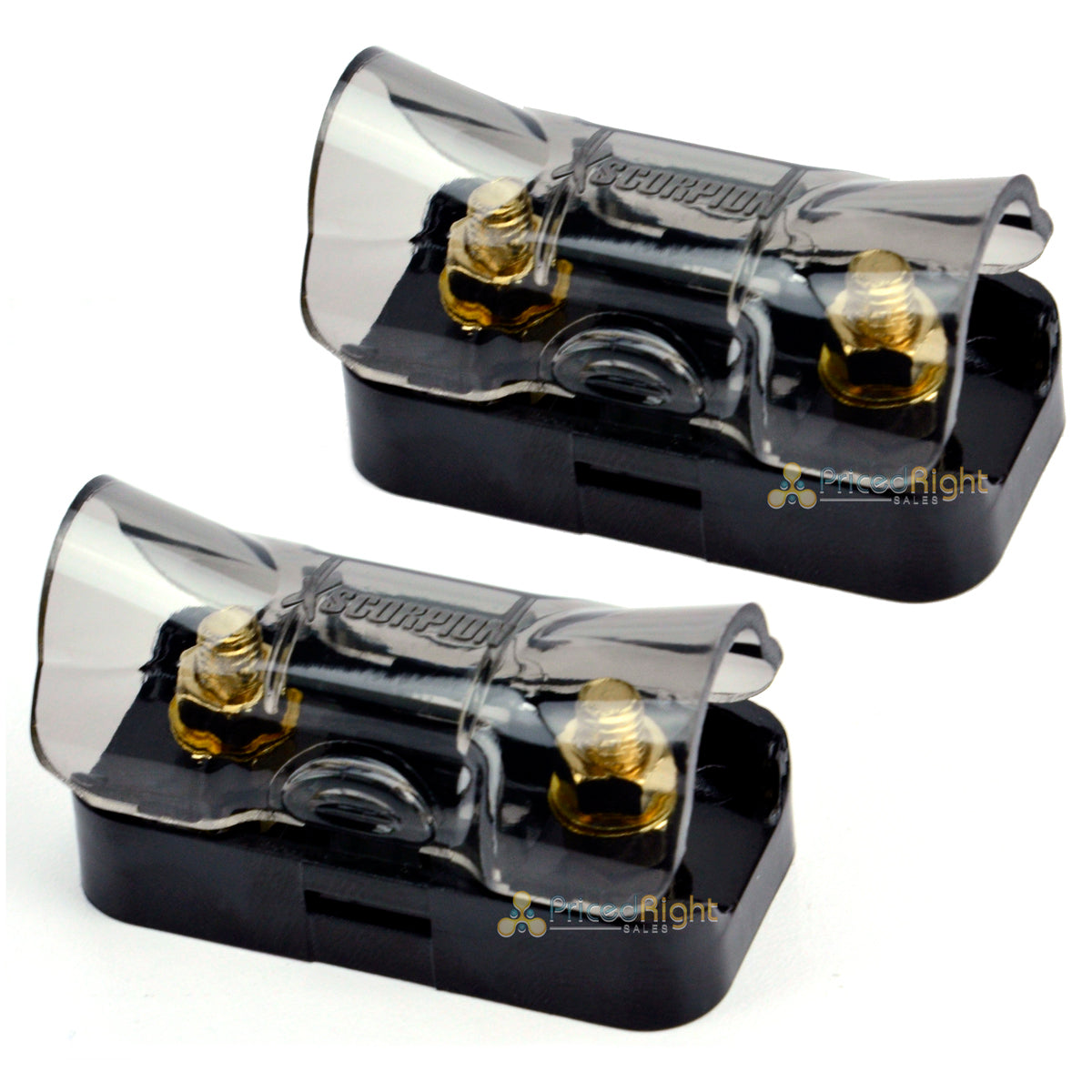 (2) Gold Mini ANL Fuse Holder Inline 4 8 Gauge Input Output Xscorpion AMA48G