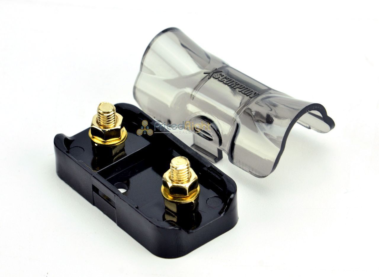 (2) Gold Mini ANL Fuse Holder Inline 4 8 Gauge Input Output Xscorpion AMA48G