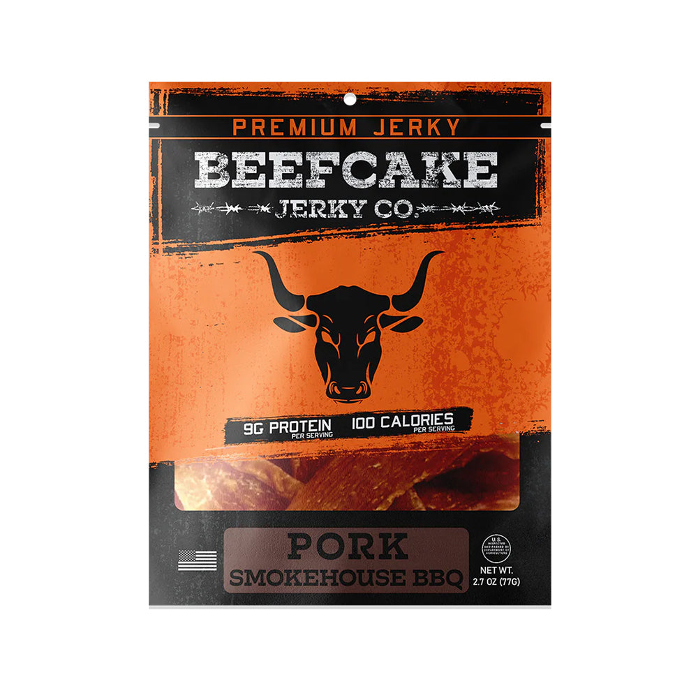 Beefcake Jerky Co Pork Smokehouse BBQ Jerky 2.7 Oz 100 Calories BC008