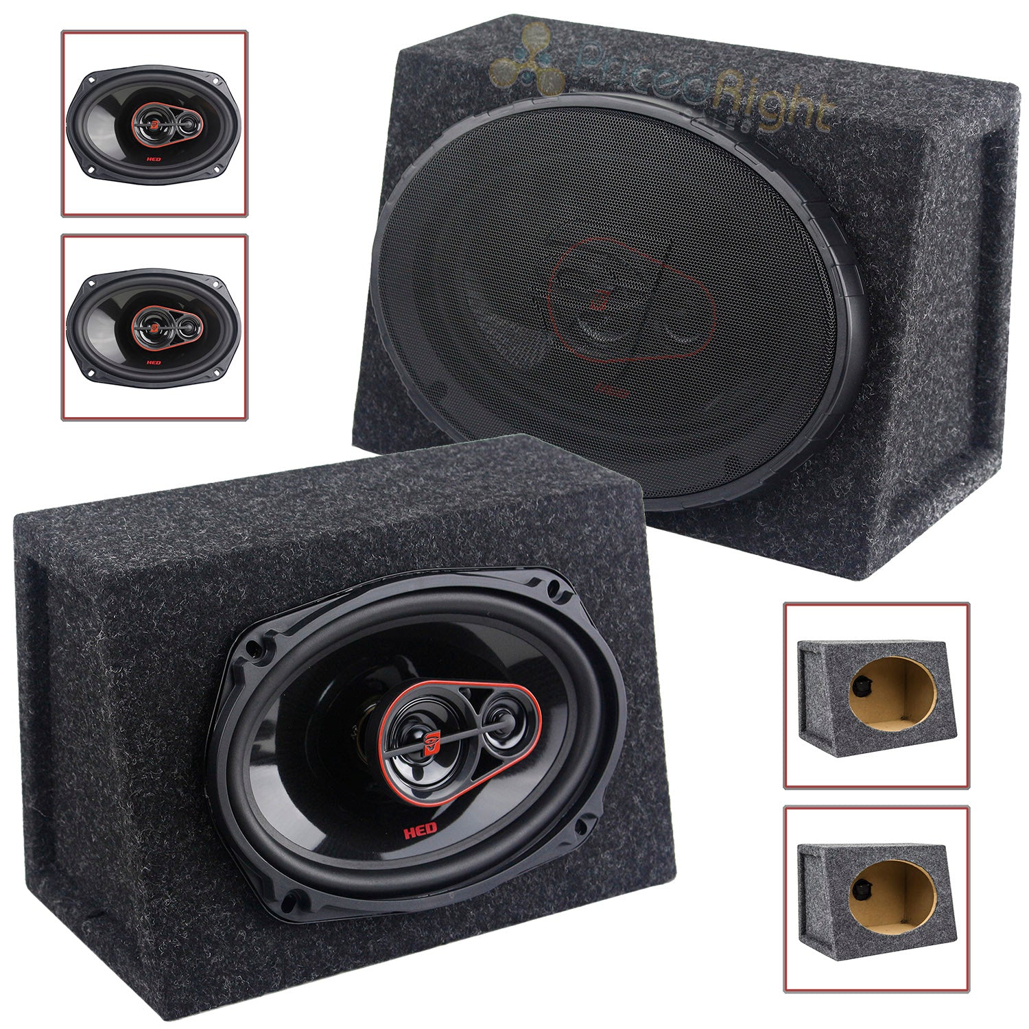 Cerwin Vega H7693 6x9" 3-Way Coaxial Speakers With Angled Enclosure Speaker Box