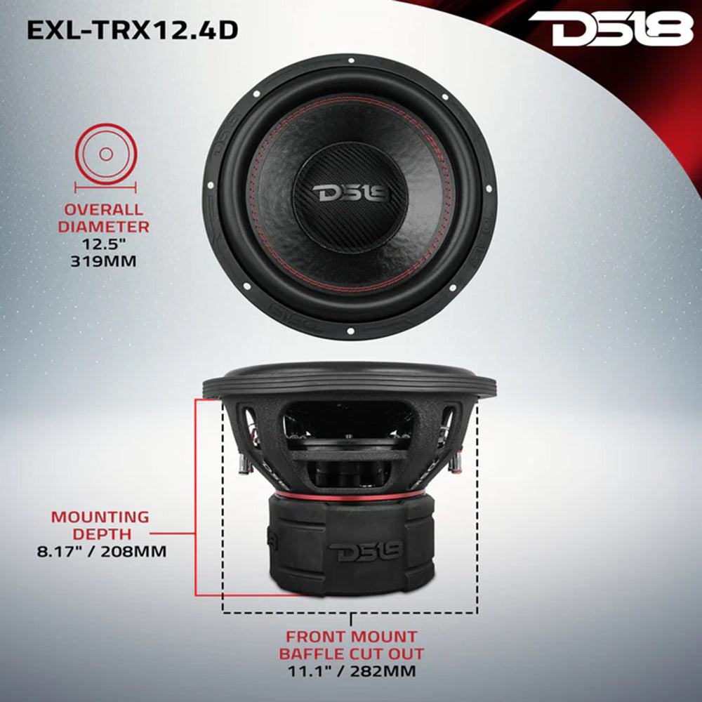 12" Subwoofer Triple Stack 4 Ohm 2000W RMS 4000W Max 84dB DS18 EXL-TRX12.4D