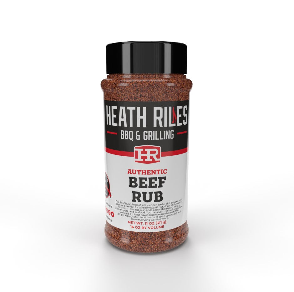 Heath Riles Authentic Beef Rub 16 Oz Bottle Salt Pepper Garlic Blend 14951