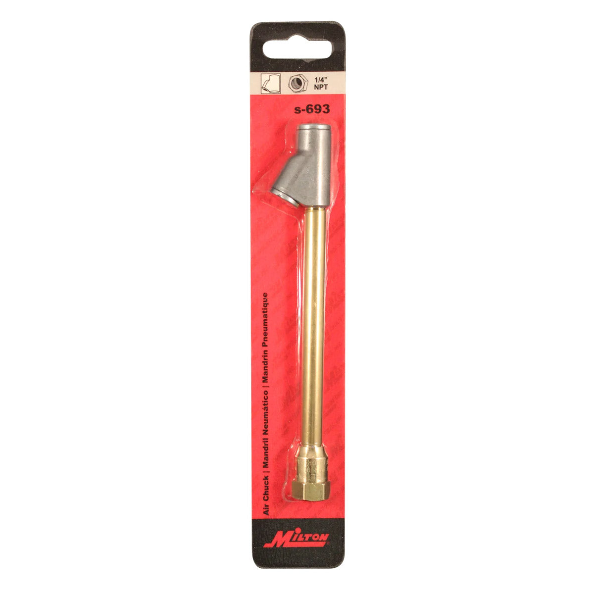Milton S-693 Dual Head Straight Foot Air Chuck Tire Pressure Gauge 1/4" FNPT