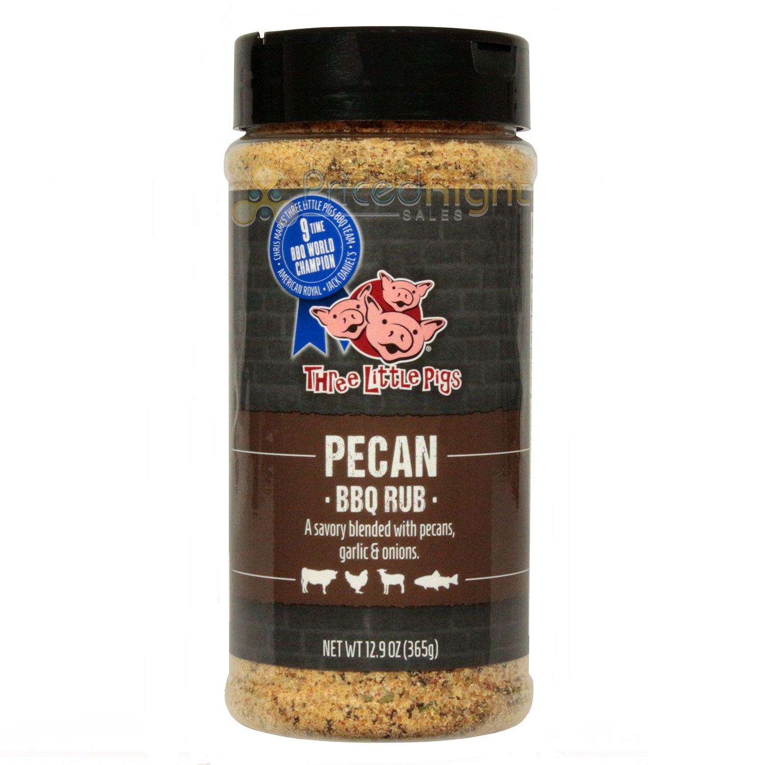 Three Little Pigs Pecan BBQ Rub Chicken Pork Ham Fish Vegetables 12.9 Ounce