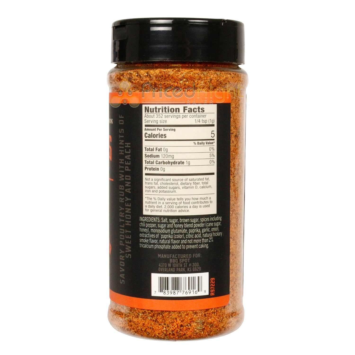O.G. Bandits Gold Rush Poultry Rub Seasoning Sweet Honey and Peach 12.4 Ounce