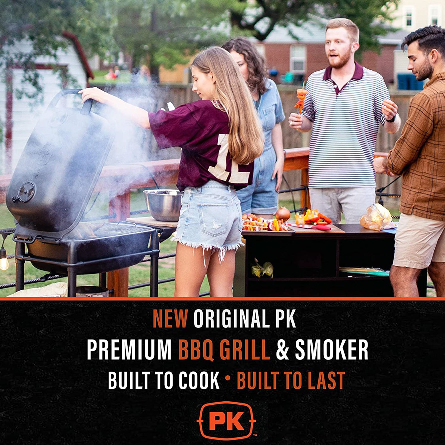 Portable Kitchens PK300-BCX Charcoal Grill & Smoker Graphite & Black