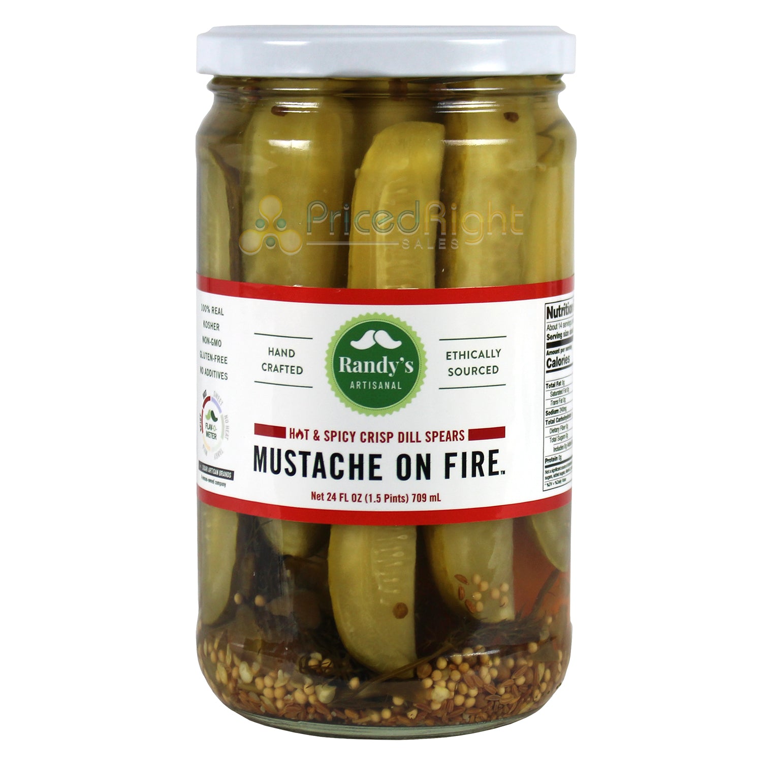 Randy's Pickles Mustache on Fire Pickle Spears 24 Oz Gluten Free Kosher PKL0004C