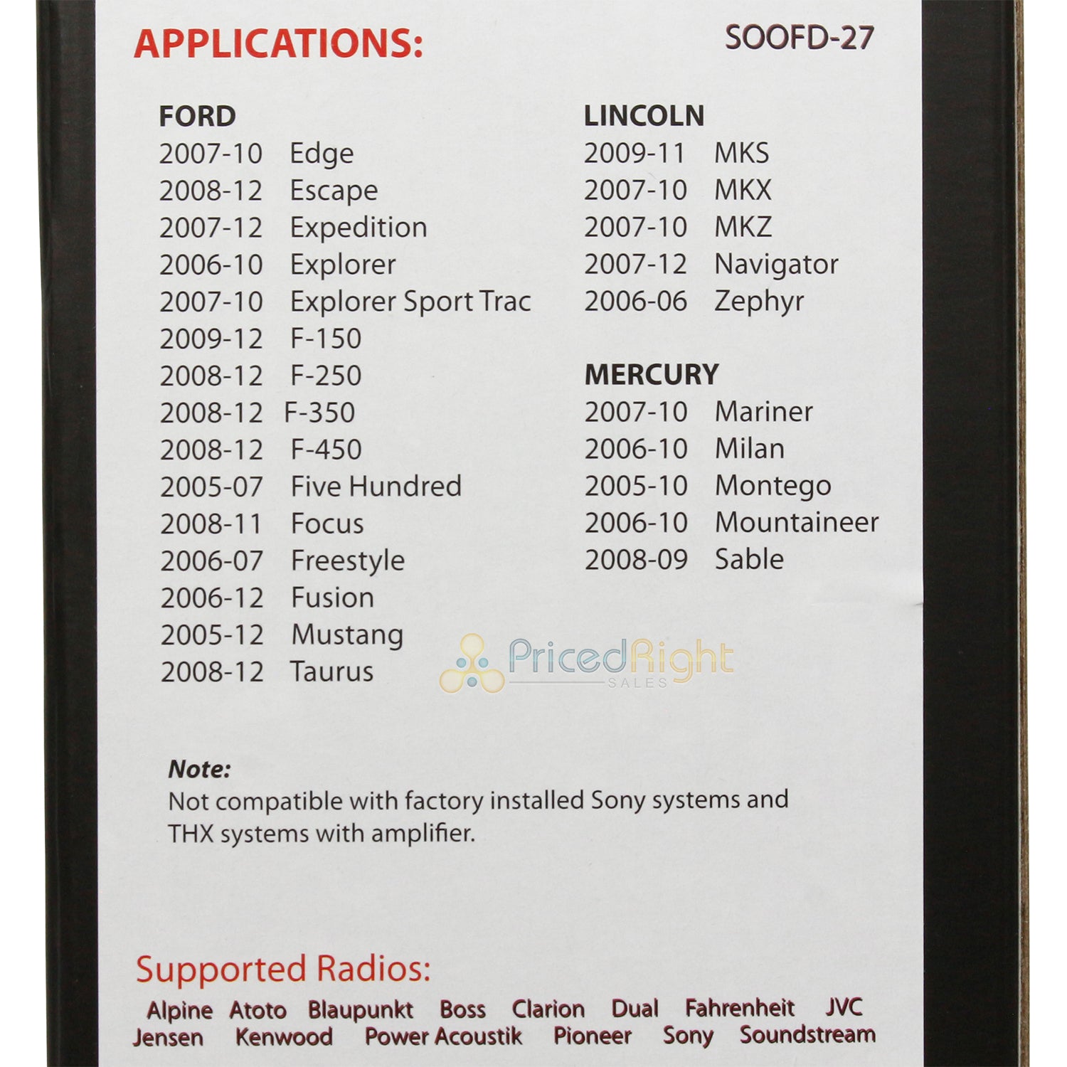 Crux SOOFD-27 Radio Replacement Interface For 2005-Up Ford Lincoln Mercury