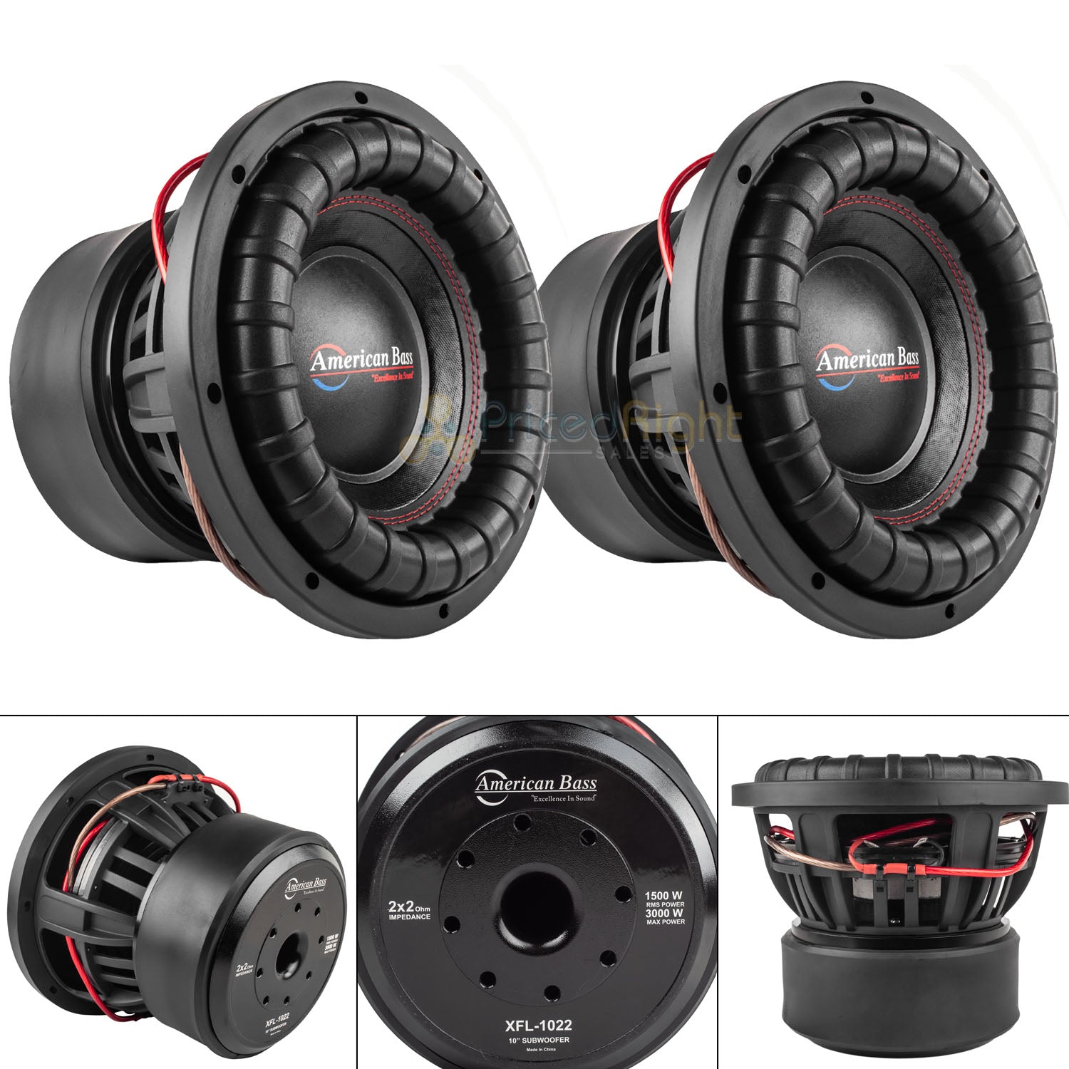 10" Subwoofer Dual 2 Ohm 3000 Watts Max Car Audio Sub 2 Pack American Bass