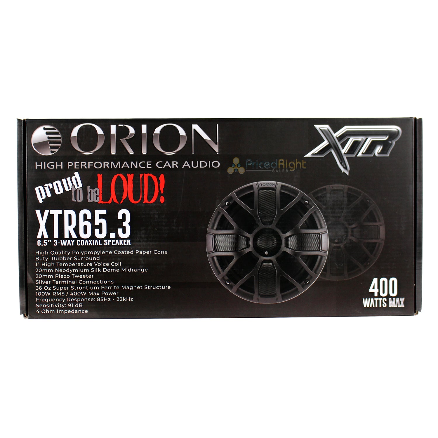 6.5" Coaxial Speakers 100W RMS 400W Peak 4 Ohm Orion XTR65.3 XTR Series Box of 2