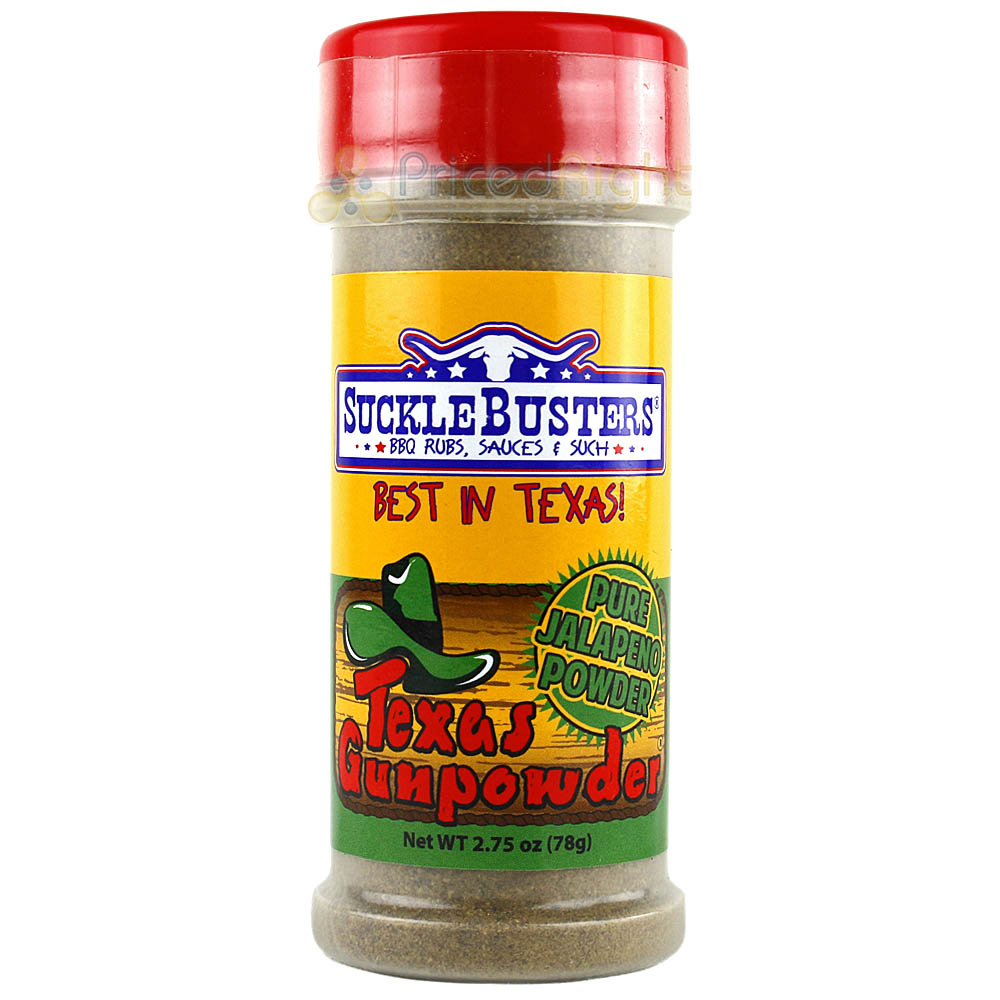 Suckle Busters 2.75 Oz Texas Gunpowder Pure Jalapeno Powder Dry Rub Spicy Hot