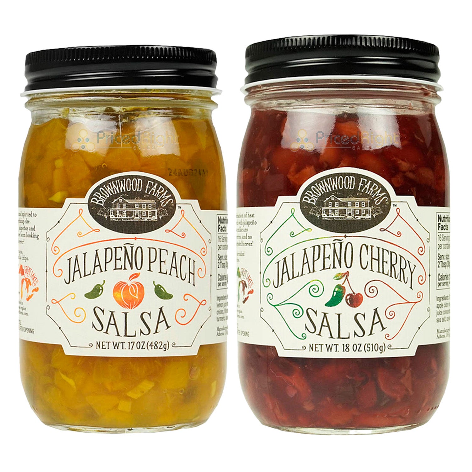 Brownwood Farms Jalapeno Peach & Jalapeno Cherry Salsa Spicy Salsa 2 Pack 18 oz
