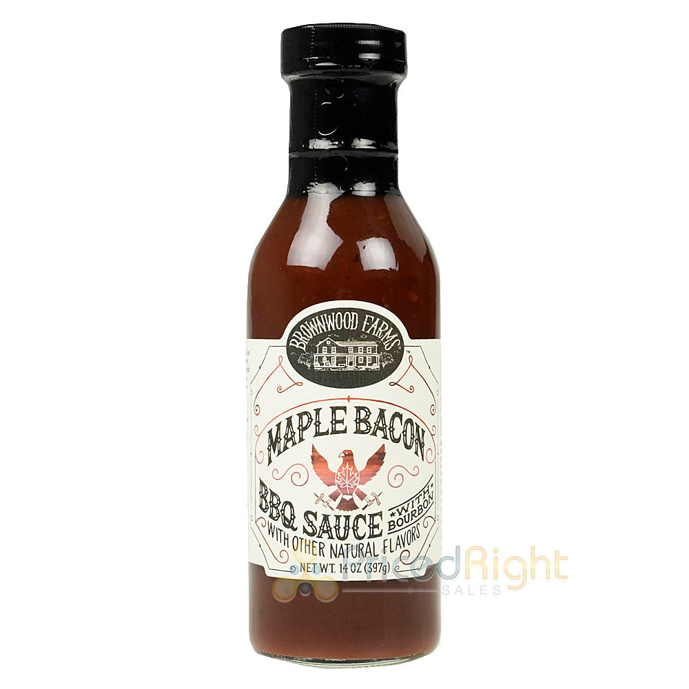 Brownwood Farms Maple Bacon BBQ Sauce with Bourbon and Smokey Applewood 14 oz