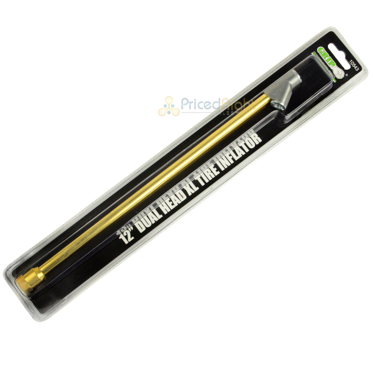 12" Dual Head XL Tire Inflator Air Chuck 1/4" NPT 5/8" Hex GRIP 10543 Straight