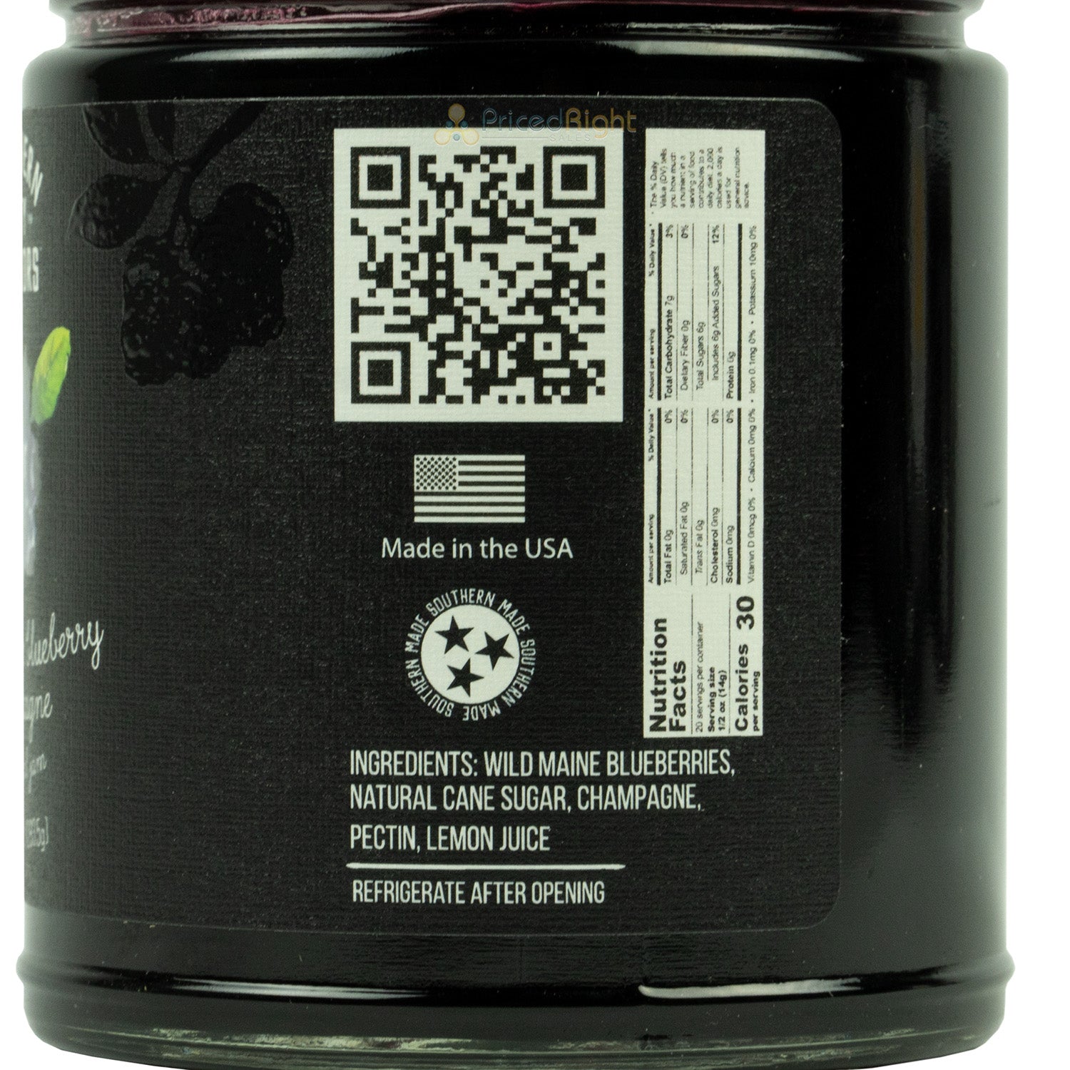 Southern City Flavors Wild Maine Blueberry Champagne Jam All Natural 10 oz