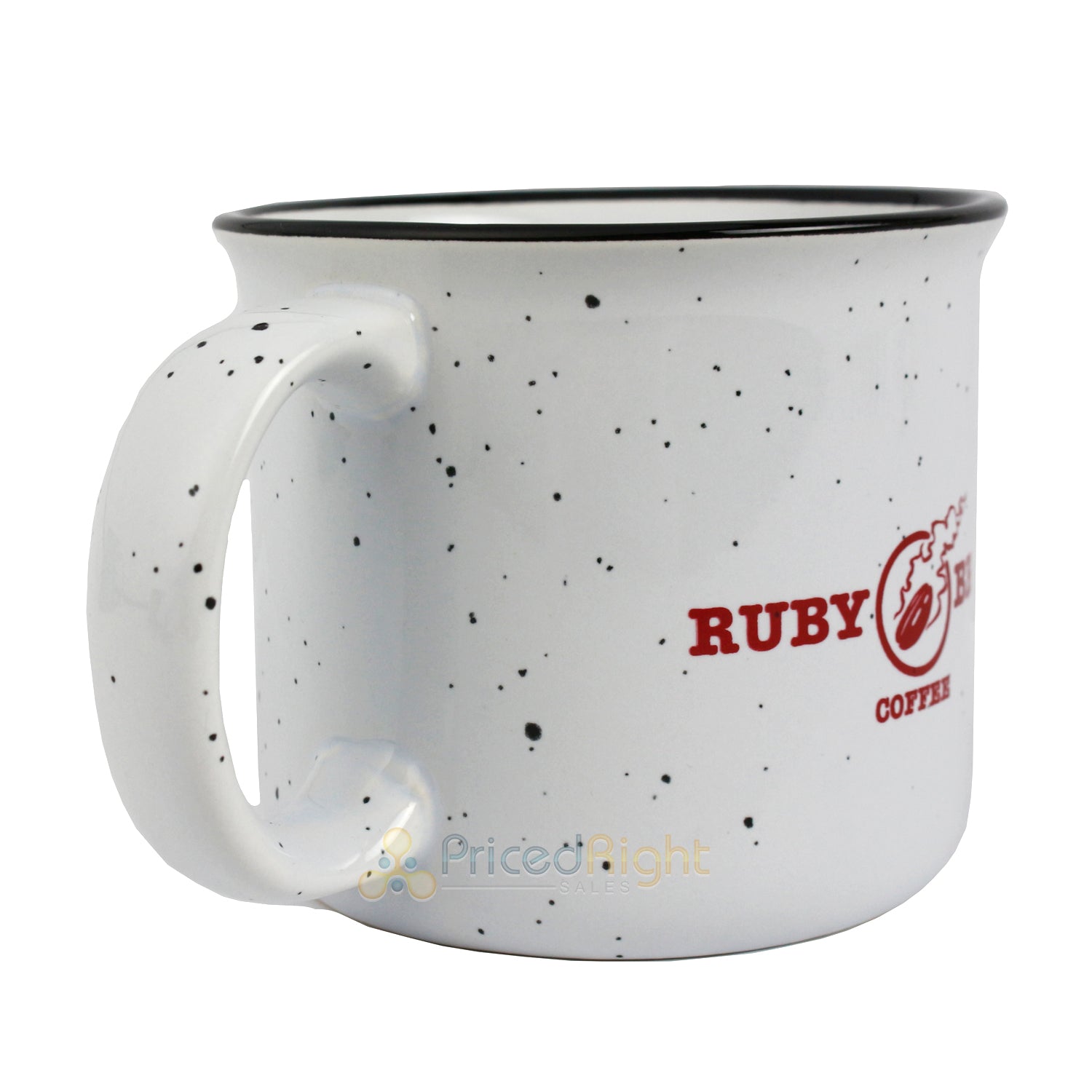 Ruby Brew Campfire Ceramic Microwave-Safe Mug With Handle 13 Oz. Speckled White