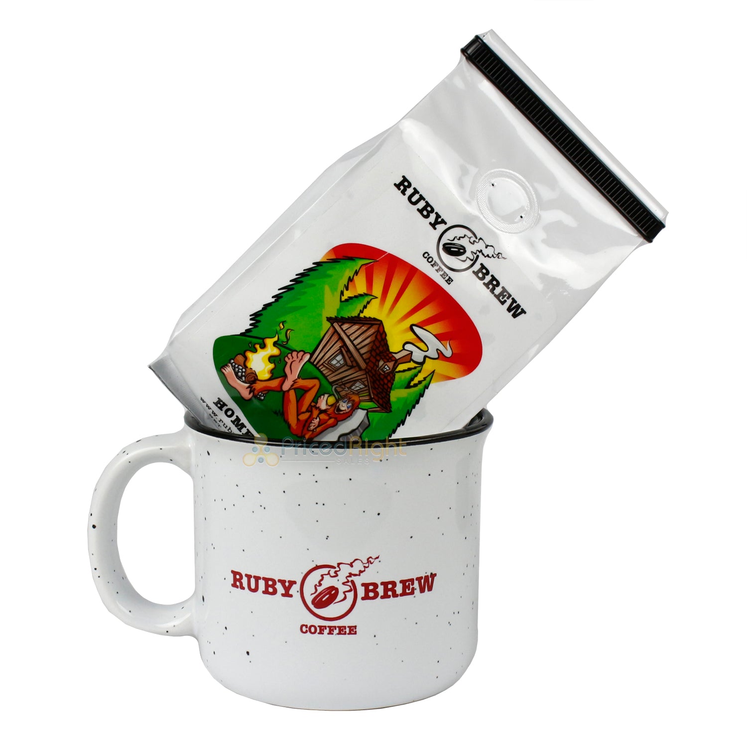 Ruby Brew Campfire Ceramic Microwave-Safe Mug With Handle 13 Oz. Speckled White
