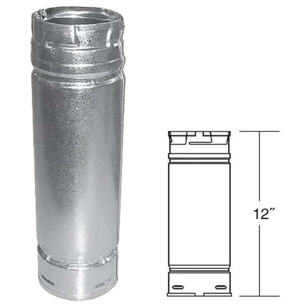 Comfortbilt Duravent 4" x 12" Straight Length Chimney Pipe Extension 4PVP-12