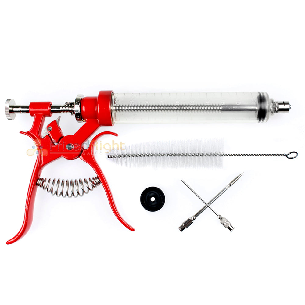 Gourmet Pistol Grip Meat Injector Syringe 50cc Metal Handle Butcher BBQ 74782