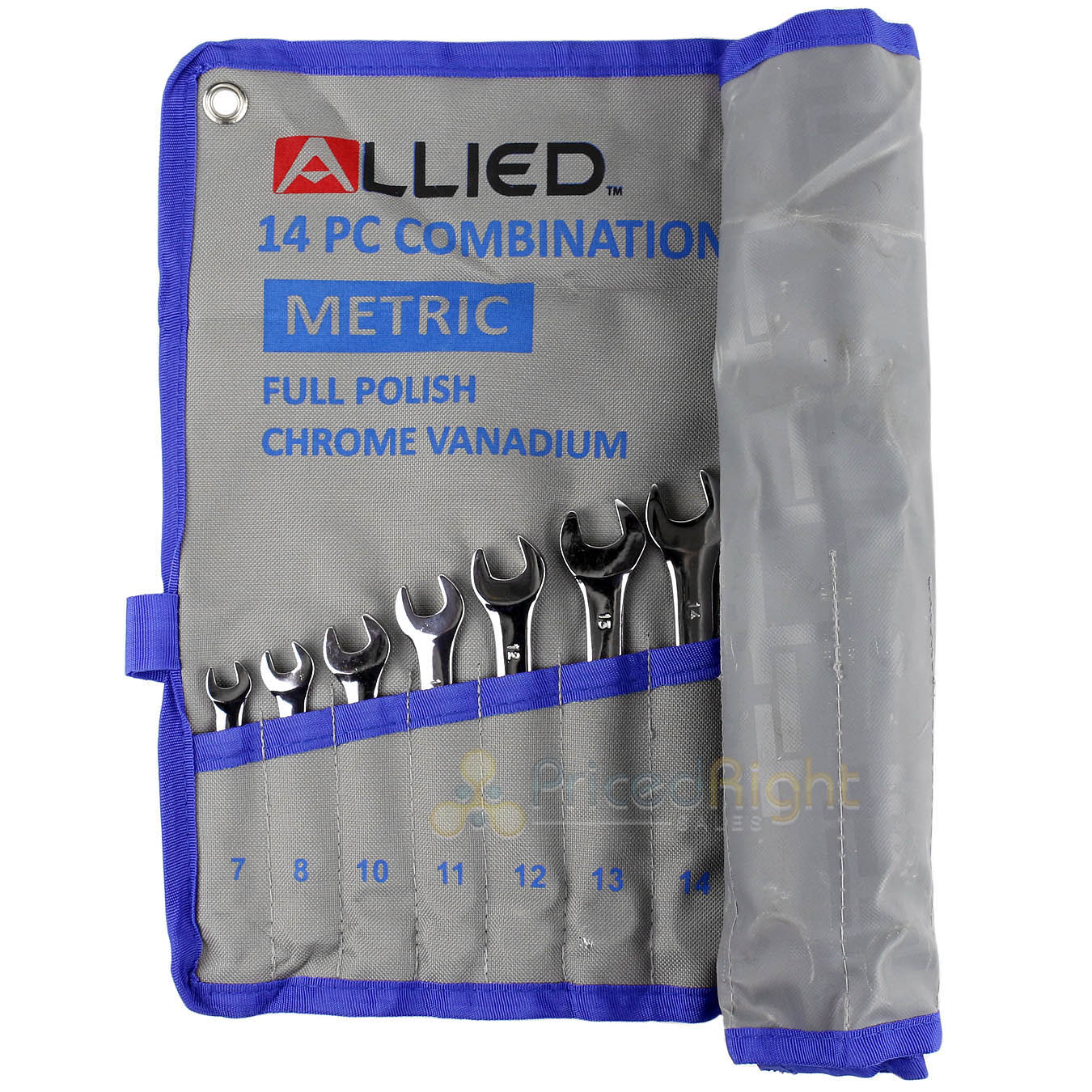 14 Piece Metric Combination Wrench Set 7mm to 22mm with Roll up Storage Pouch