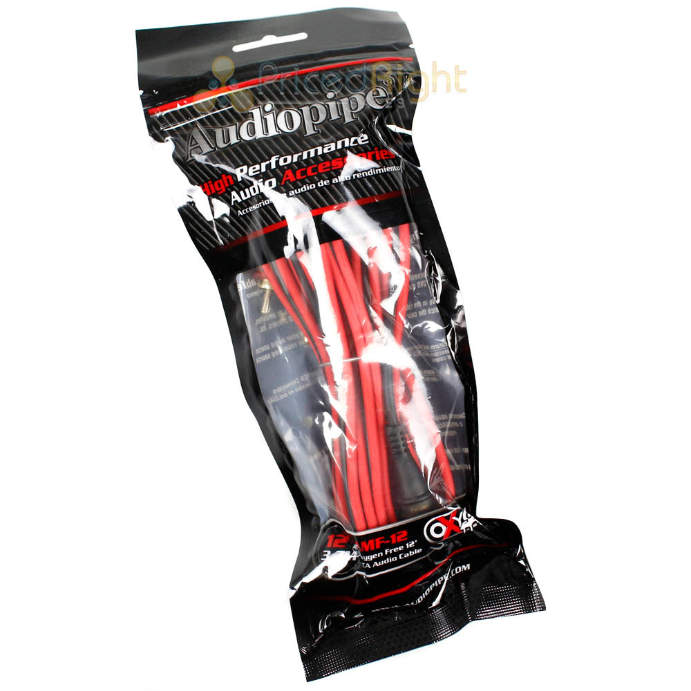 12 ft RCA Cable Male to Male Audio Output Car Home Cable Audiopipe AMF-12 Audio