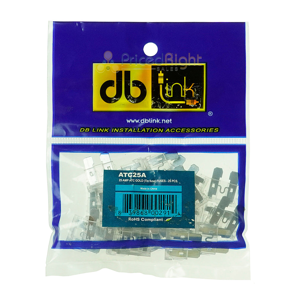 DB Link 25 Amp ATM Mini Fuse, 25-Pack of Fuses Great For Car/Marine Audio ATC25A