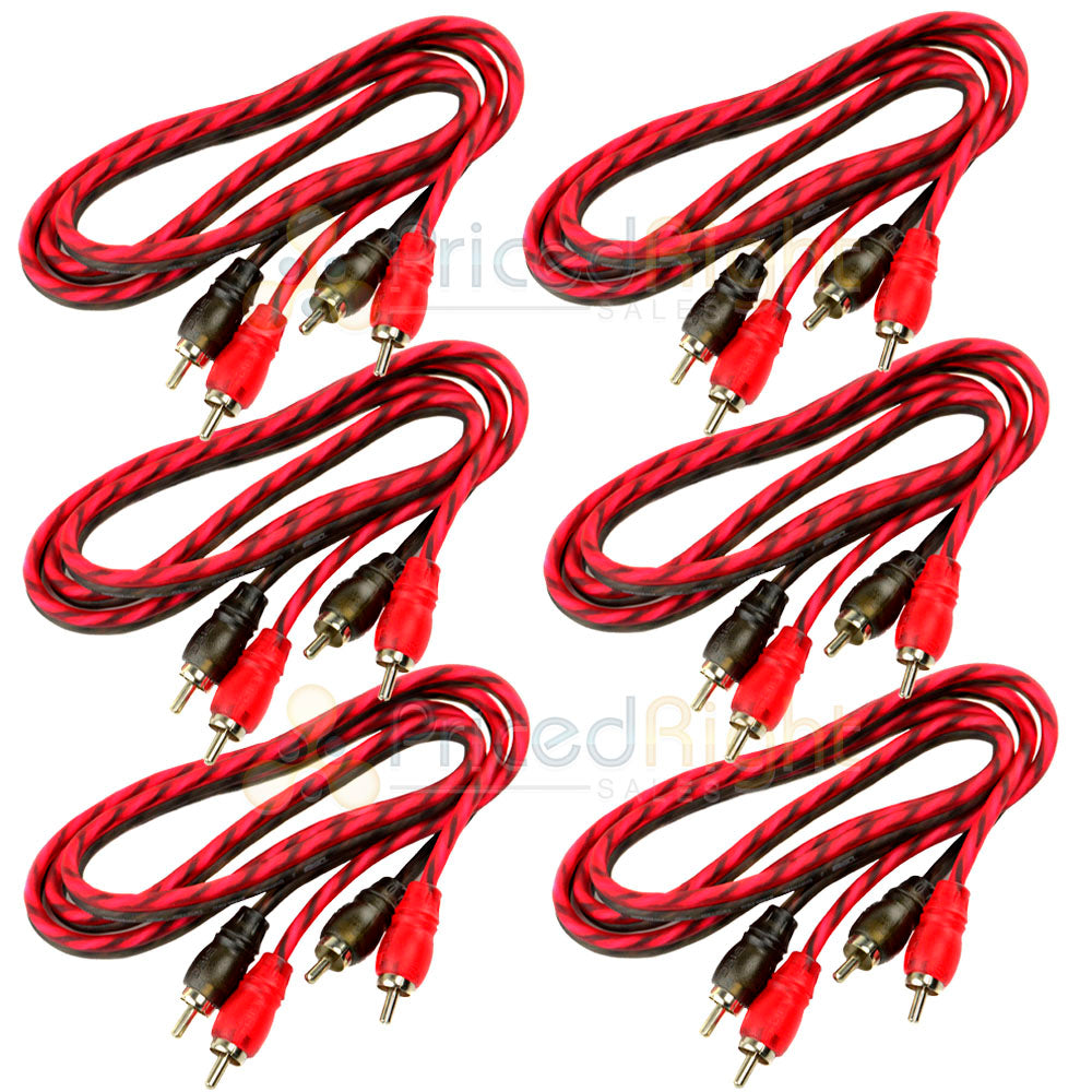 DS18 6 Pack 3 Ft 2 Channel Twisted Premium Audio Interconnect RCA Cable Pack