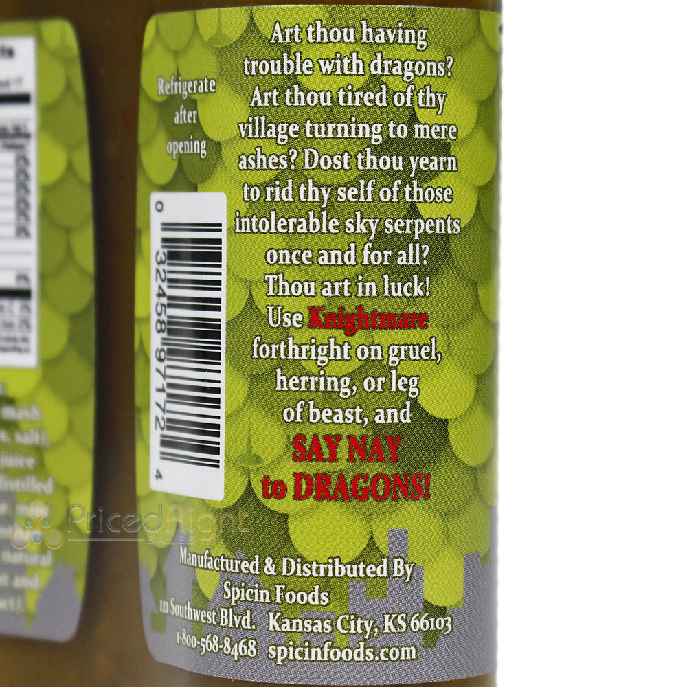 Dragon Repellent Knightmare Hot Sauce Extra Hot 15,100 Scoville Units 3.5 oz