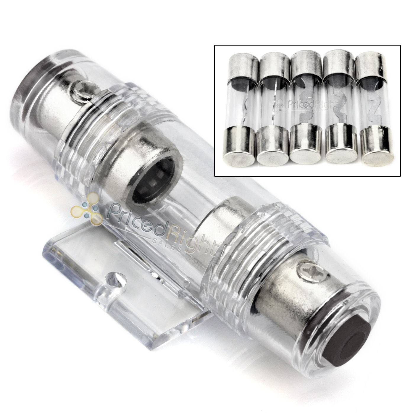 High Quality In-line 4 or 8 Gauge AGU Fuse Holder + 5 Pack 60 AMP AGU Fuses