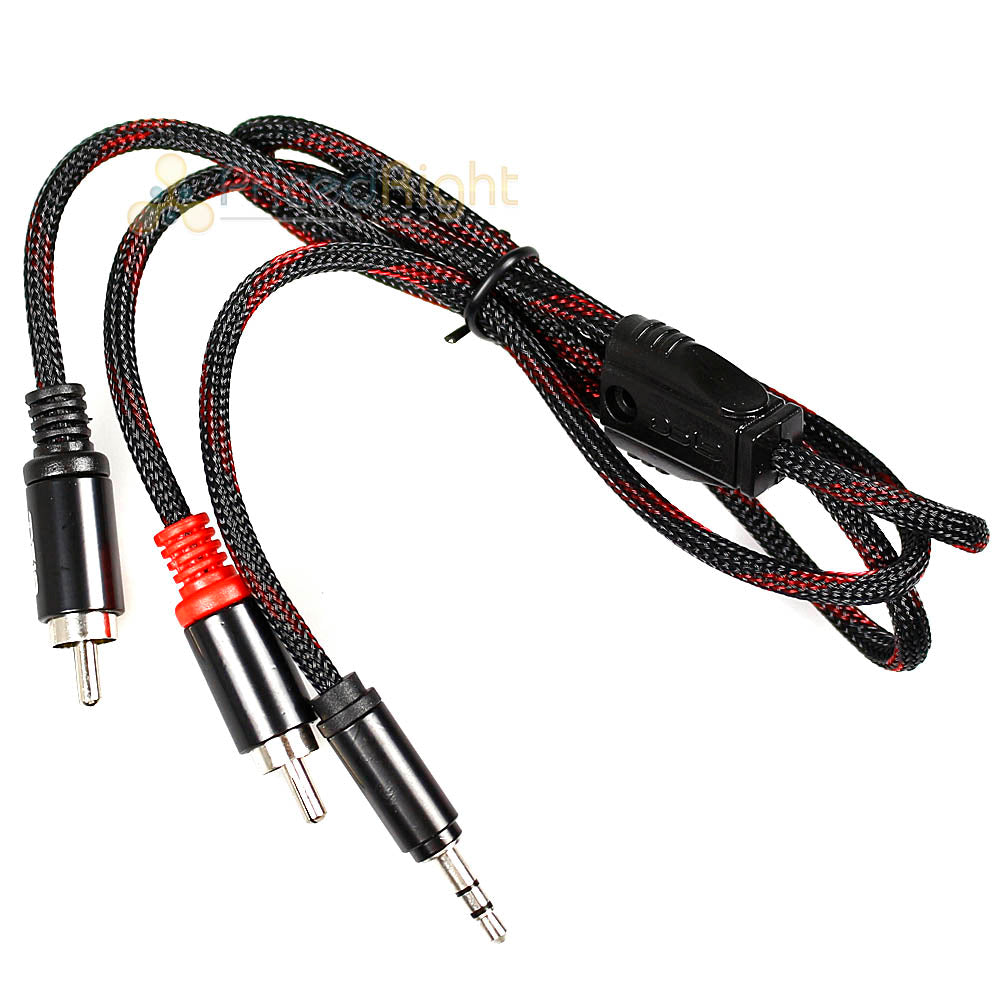 DS18 3 FT Audio Cord 3.5mm Aux to RCA Y Cable 2 Channel Audio HQMP3DUALRCA3FT