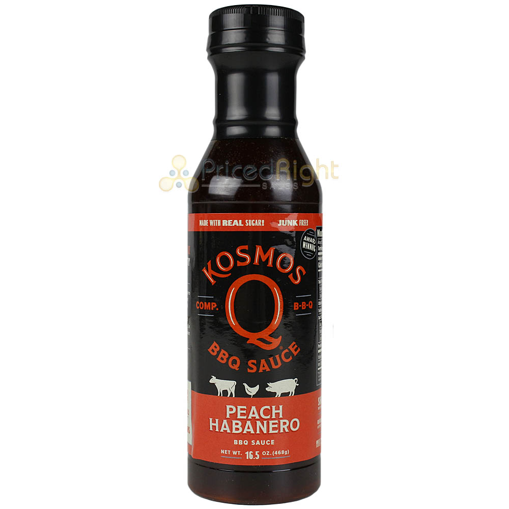Kosmos Peach Habanero BBQ Sauce Sweet Peachy Tartness 16.5 oz. Bottle