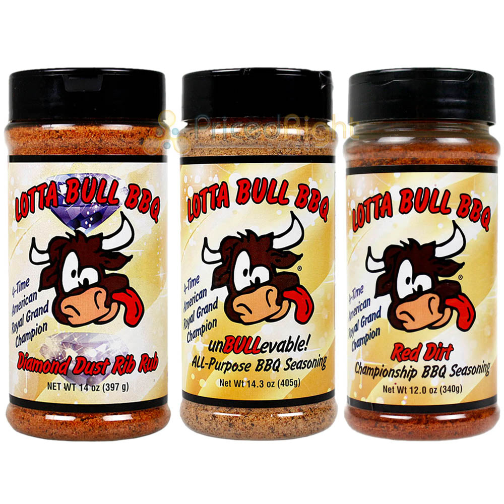 Lotta Bull 3 Pack 1 Diamond Dust 1 UnBULLevable & 1 Red Dirt Seasoning 40.3 Oz