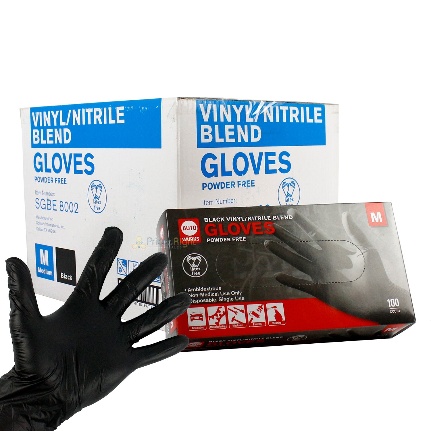 1000 Medium Vinyl Nitrile Gloves10 Boxes 100 Powder Latex Free Non Medical Grade