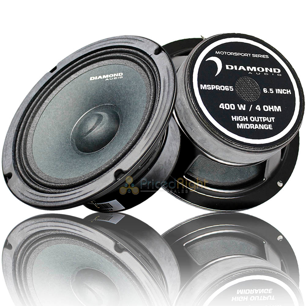 Diamond Audio 6.5" Mid Range Speakers 400 Watts Max 4 Ohm Car Audio MSPRO65 Pair
