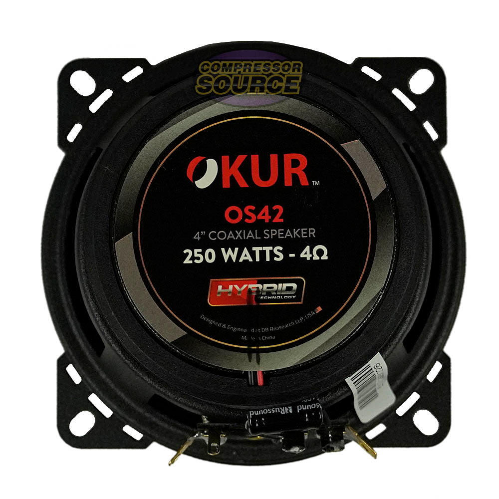 4" inch Coaxial Speakers 250 Watts Max Power 1" KSV Coil 4 Ohm OS42 Pair 2-Way