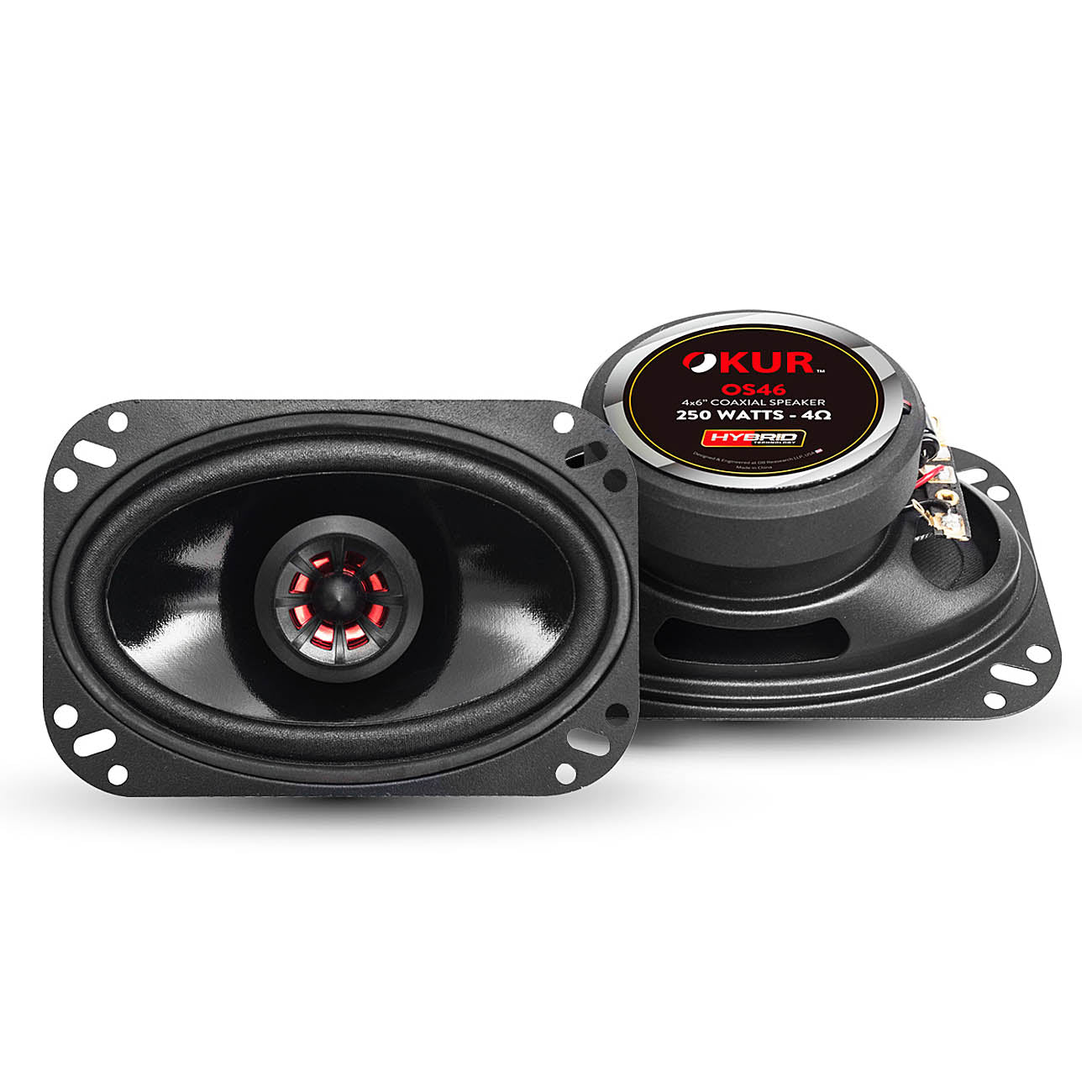 4x6" Coaxial Speakers 250 Watts 4 Ohm 1" Voice Coil Hybrid Technology OS46 OKUR