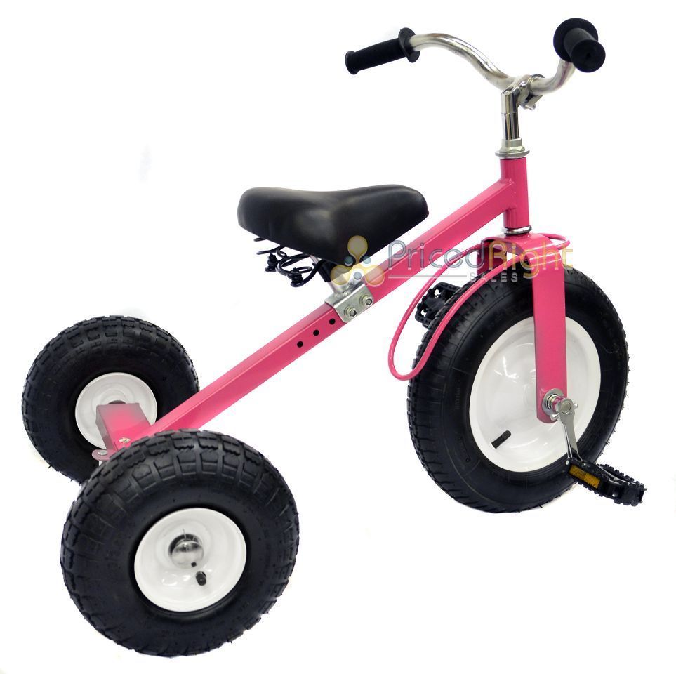Pink Tricycle with Wagon Set Pull Along Trike Toy Outdoors Kids Exercise Valley