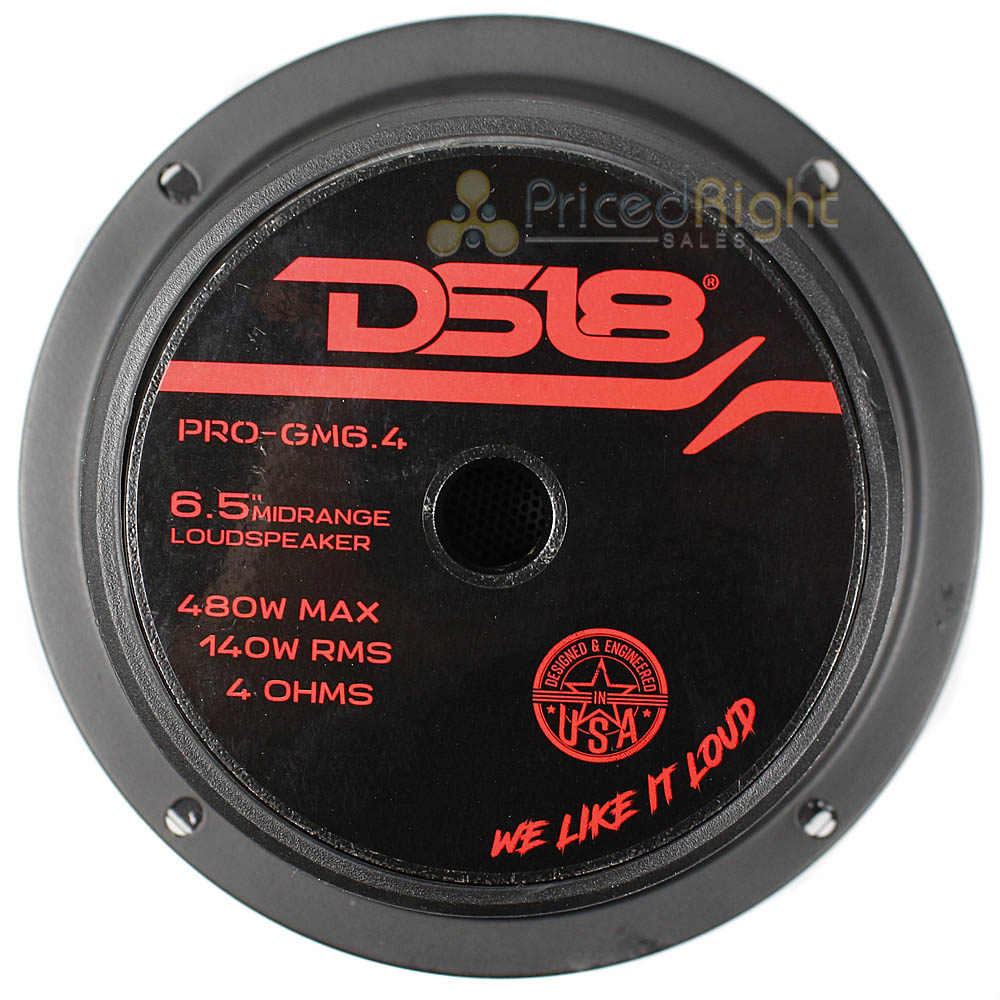 DS18 PRO-GM6.4 6.5" Midrange Loud Speaker 4 Ohm 480 Watts Max Mid Range Single