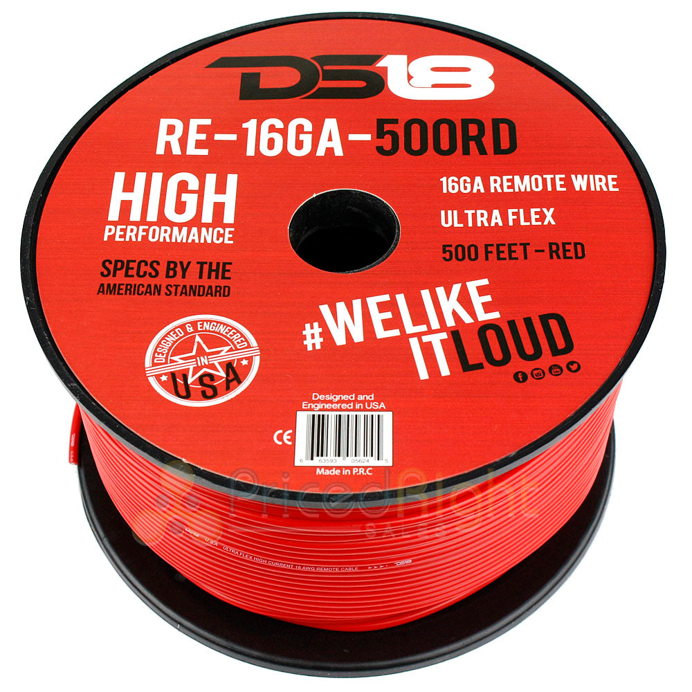 500' Ft Spool 16 Gauge Remote Wire Red Primary 12V Wiring Cable AWG Flexible