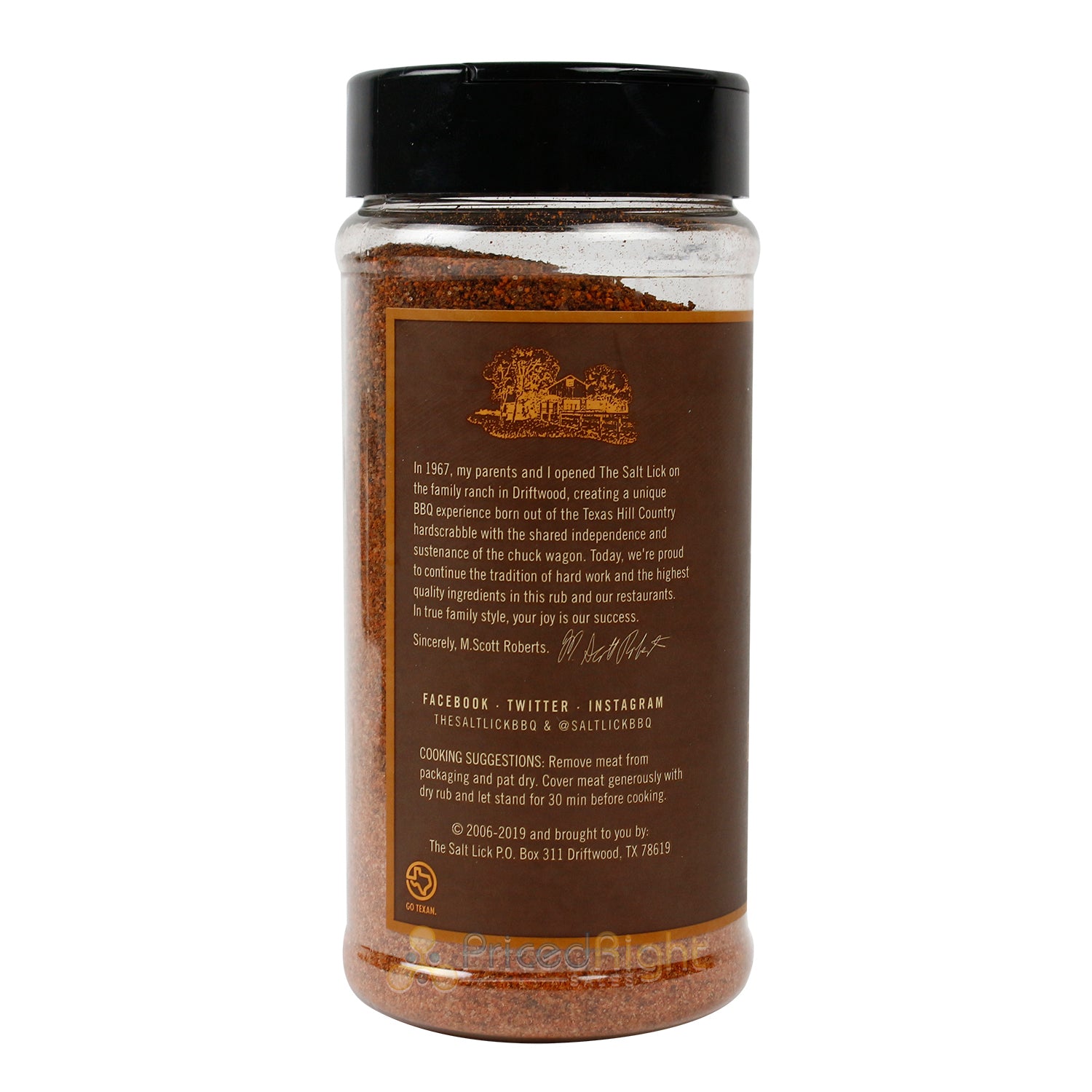 Salt Lick BBQ Original Dry Rub For Meat And Grilling No MSG Made In Texas 12oz