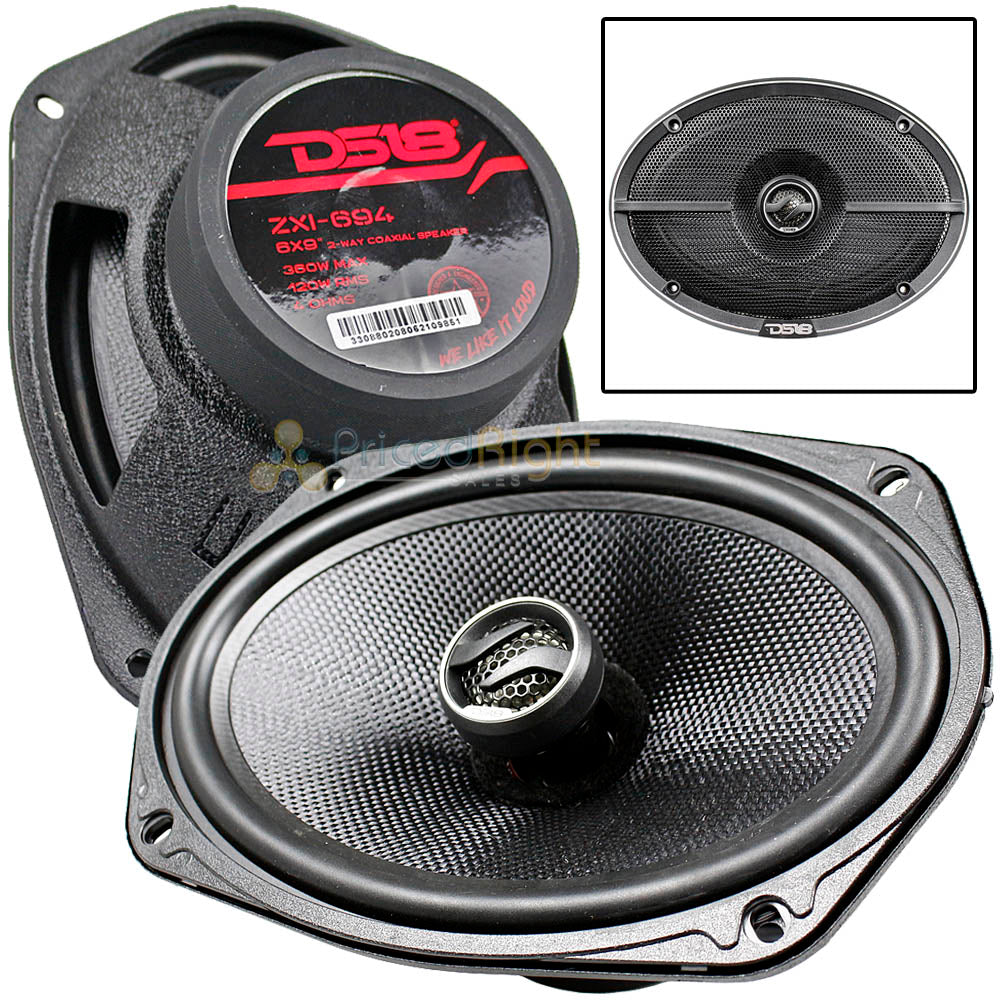 DS18 Elite 6x9" 2 Way Coaxial Speakers 360W Max 4 Ohm ZXI Series ZXI-694 Pair