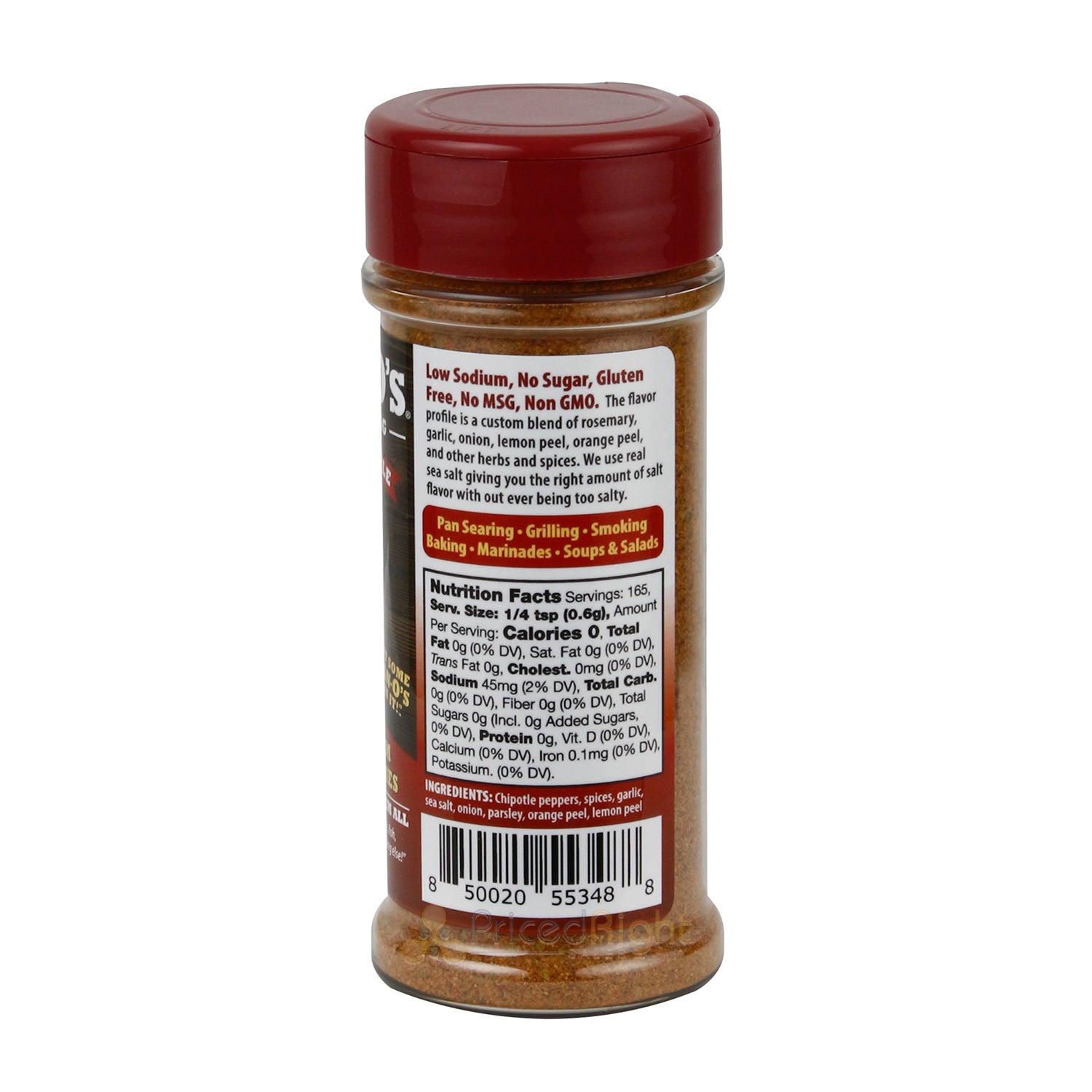 Dan-O's Hot Chipotle Low Sodium Zero Calorie Seasoning Gluten Free No MSG 3.5 Oz