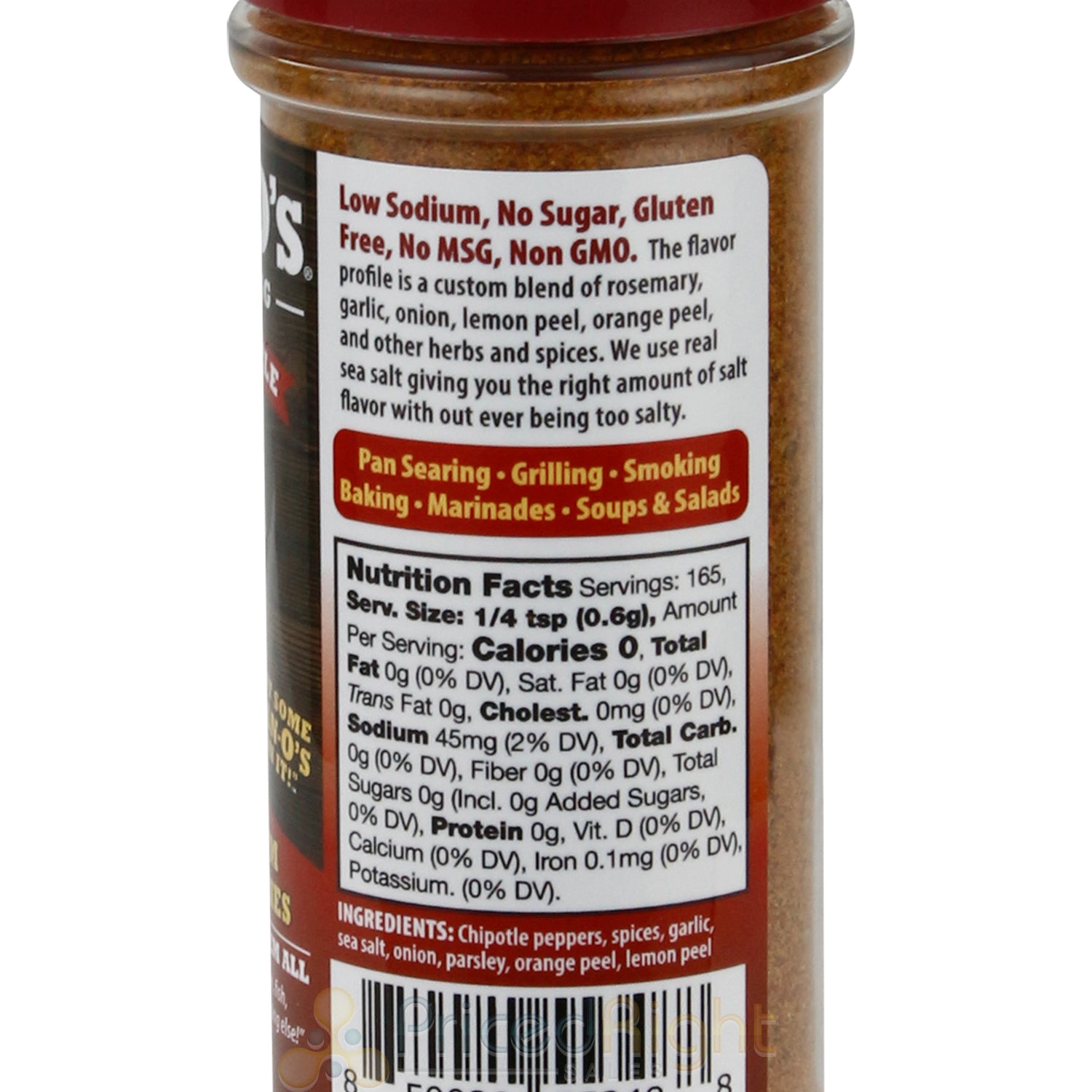 Dan-O's Hot Chipotle Low Sodium Zero Calorie Seasoning Gluten Free No MSG 3.5 Oz